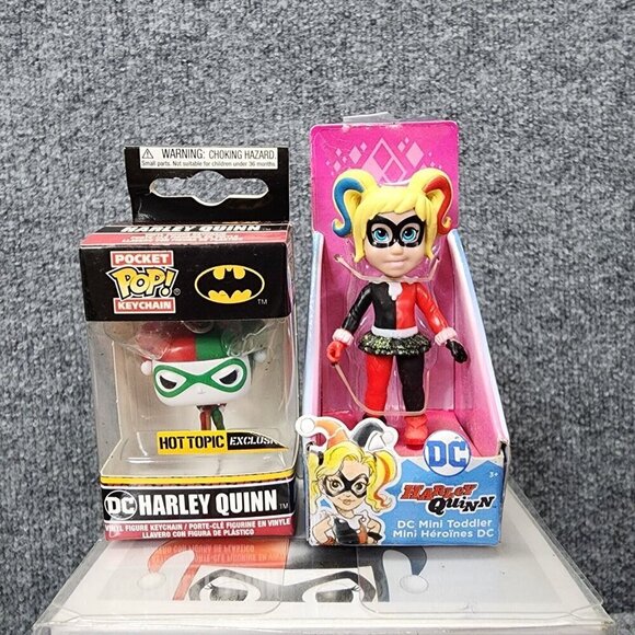 Lot Funko Pop! Vinyl DC Universe Harley Quinn with Mallet #45 + Keychain DC Mini - Picture 2 of 9